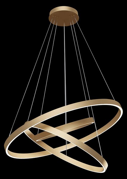 Maytoni Rim lampă susp. LED, 840, 3 inele, alamă, Auriu / Alamă, Camera de zi / sufragerie, Metal, Modern