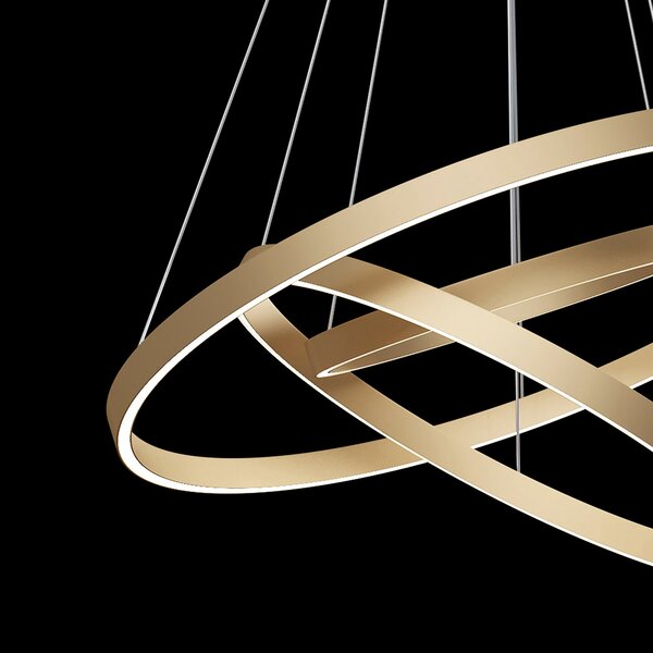 Maytoni Rim lampă susp. LED, 840, 3 inele, alamă, Auriu / Alamă, Camera de zi / sufragerie, Metal, Modern