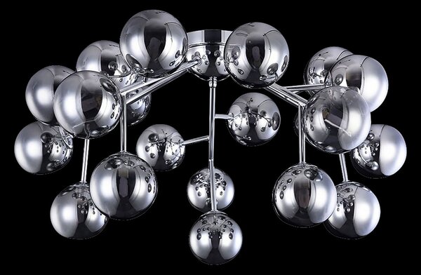 Maytoni Dallas plafonieră, 20 sfere sticlă, crom, reglabil, Metalic, Camera de zi / sufragerie, Metal, Modern, glob