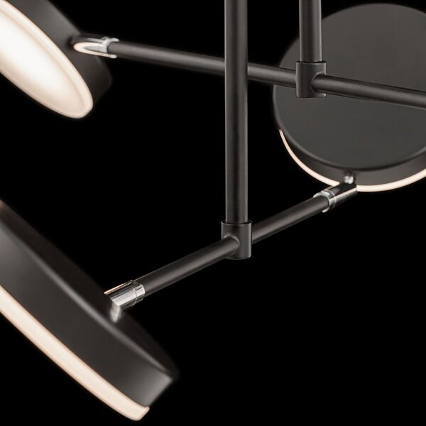 Maytoni Fad lampă susp LED abajururi rot 6 becuri, Negru, Camera de zi / sufragerie, Metal, Modern