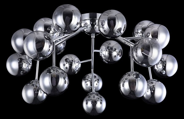 Maytoni Dallas plafonieră, 20 sfere sticlă, crom, reglabil, Metalic, Camera de zi / sufragerie, Metal, Modern, glob