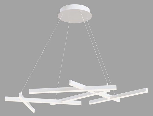 Maytoni Line lampă suspendată LED 3000K alb, Alb, Camera de zi / sufragerie, Metal, Modern