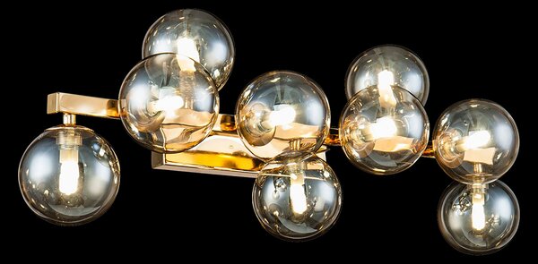 Maytoni Dallas aplică perete 9 sfere sticlă, auriu, reglabil, Auriu / Alamă, Camera de zi / sufragerie, Metal, Modern