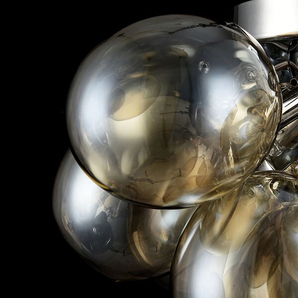 Maytoni Balbo plafonieră sticlă nichel/chihlimbar, reglabil, Transparent, Camera de zi / sufragerie, Metal, Modern, glob