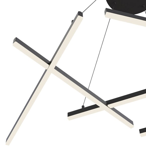 Maytoni Line lampă suspendată LED 3000K negru, Negru, Camera de zi / sufragerie, Metal, Modern
