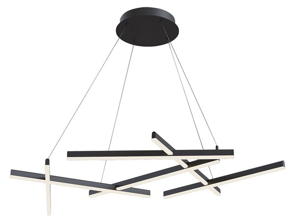 Maytoni Line lampă suspendată LED 3000K negru, Negru, Camera de zi / sufragerie, Metal, Modern