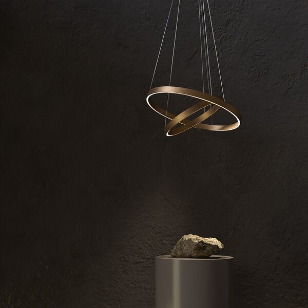 Maytoni Rim lampă susp. LED, 840, 2 inele, alamă, Auriu / Alamă, Camera de zi / sufragerie, Metal, Modern