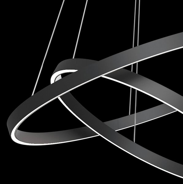 Maytoni Rim lampă susp. LED, 840, 2 inele, negru, Negru, Camera de zi / sufragerie, Metal, Modern