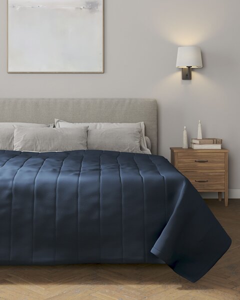 Cuvertura matlasata cu model culoare bleumarin