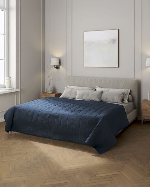 Cuvertura matlasata cu model culoare bleumarin