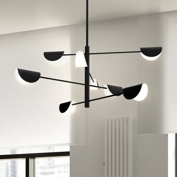 Maytoni Mollis lampă suspendată, 8 becuri, reglabil, Negru, Camera de zi / sufragerie, Metal, Modern