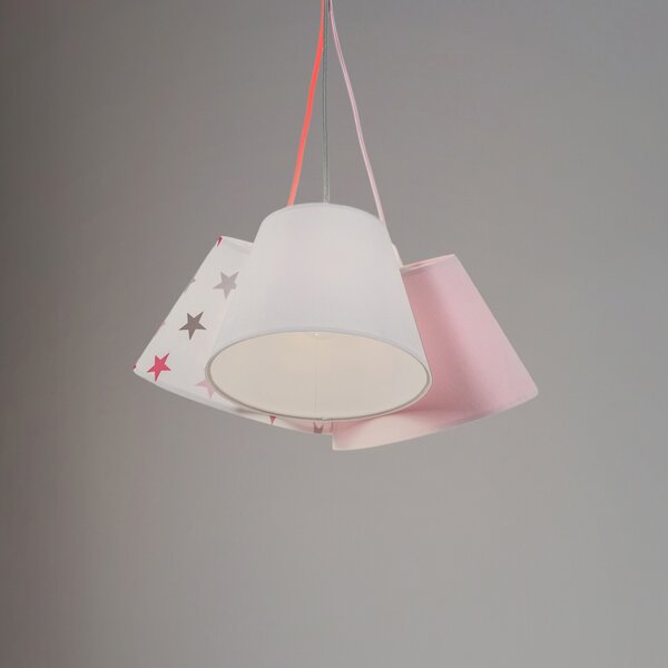 Maco Design Lampă suspendată pentru camera copiilor Zsofia 3 becuri alb/roz, reglabil, Alb, Camera copiilor, Țesătură / Textil, Viața tânără, Pandantiv cu flacără multiplă