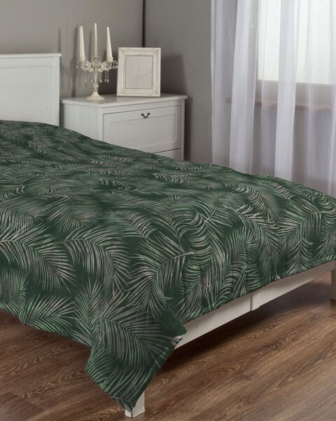 Cuvertura matlasata cu model culoare verde Țesătură catifea, cu model