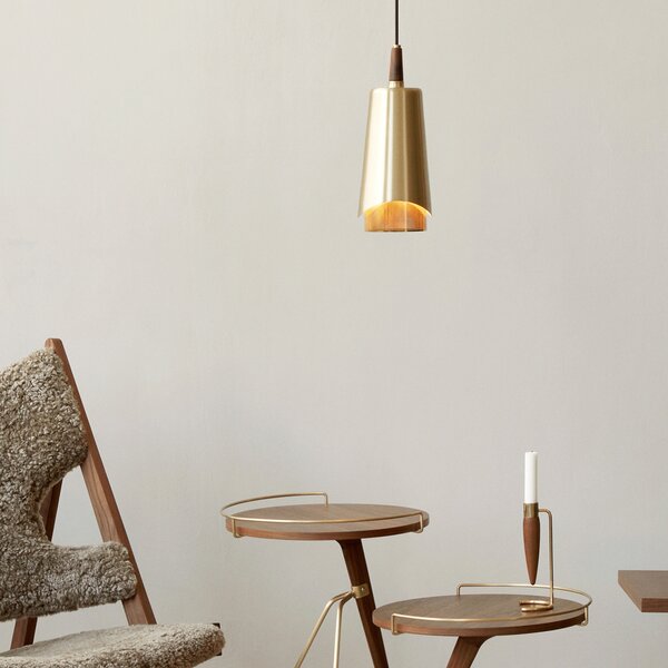 Audo Copenhagen Umanoff lampă suspendată, alamă și nuc, reglabil, Auriu / Alamă, Camera de zi / sufragerie, Metal, Design