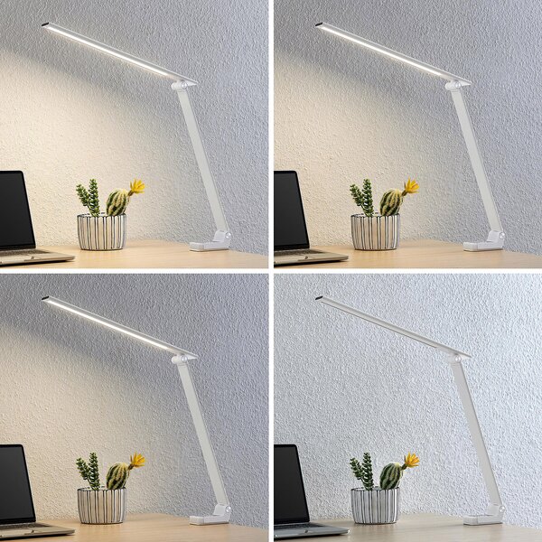 PRIOS Prios LED lampă de masă Tamarin, înălțime 40 cm, alb, dimabil, reglabil, Alb, Studiu / Birou, Plastic, Modern, Lumină de lectură