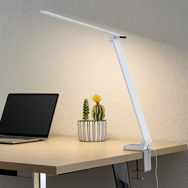 PRIOS Prios LED lampă de masă Tamarin, înălțime 40 cm, alb, dimabil, reglabil, Alb, Studiu / Birou, Plastic, Modern, Lumină de lectură