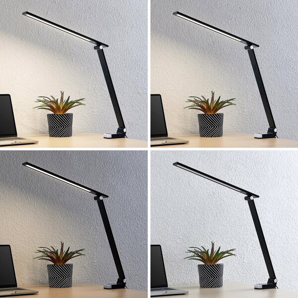PRIOS Prios Tamarin lampă de masă LED, dimabilă, negru, reglabil, Negru, Studiu / Birou, Plastic, Modern, Lumină de lectură