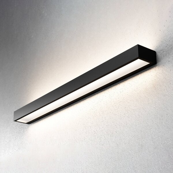 MCJ Aplică Mera LED, lățime 80 cm, negru, 3000K, Negru, Hol, Metal, Modern