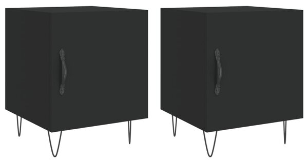 Noptiere, 2 buc., negru, 40x40x50 cm, lemn compozit