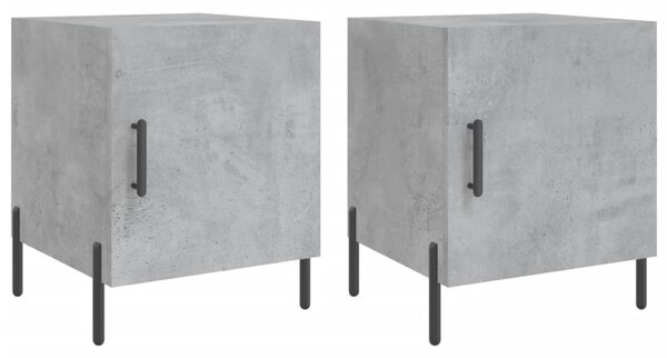 Noptiere, 2 buc., gri beton, 40x40x50 cm, lemn compozit