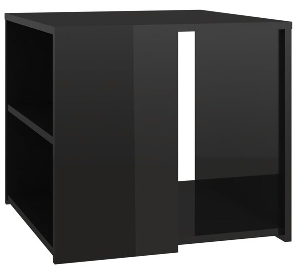 Masă laterală, negru extralucios, 50x50x45 cm, PAL