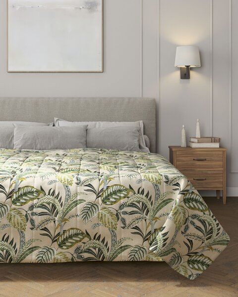Cuvertura matlasata cu model culoare verde Țesătură cu model