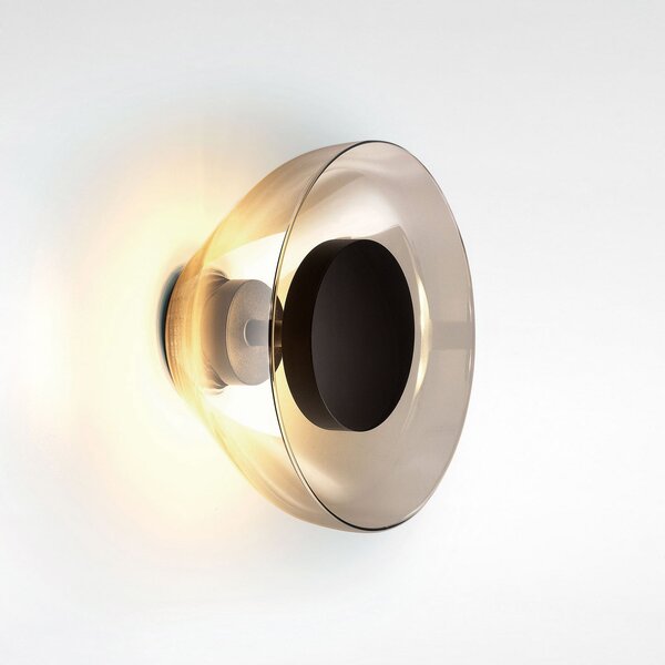 MARSET Aura LED, Ø 18 cm, gri fumuriu, reglabil, Gri, Camera de zi / sufragerie, Sticlă, Design