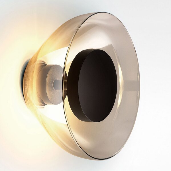 MARSET Aura LED, Ø 18 cm, gri fumuriu, reglabil, Gri, Camera de zi / sufragerie, Sticlă, Design