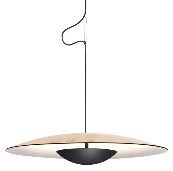 MARSET Ginger Lampă suspendată LED Triac Ø32cm stejar/alb, reglabil, Lemn, Camera de zi / sufragerie, Lemn, Design