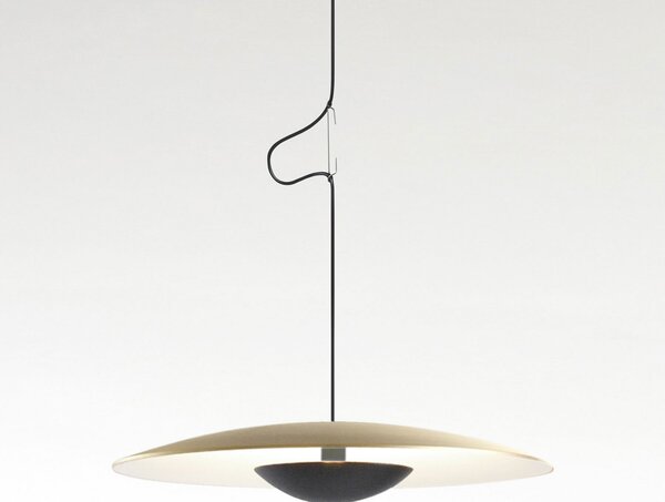 MARSET Ginger Lampă suspendată LED, Triac Ø32cm alamă/alb, reglabil, Auriu / Alamă, Camera de zi / sufragerie, Metal, Design