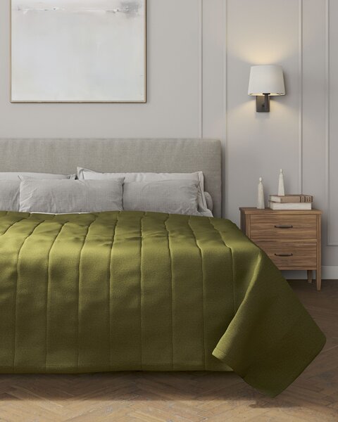Cuvertura matlasata cu model culoare verde Țesătură împletitură