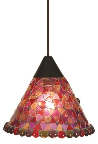 Näve Lampă suspendată Enya Ø 19 cm, roșu, reglabil, Roșu, Camera de zi / sufragerie, Sticlă, Modern