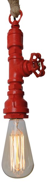 Näve Lampă suspendată vintage cablu de cânepă - roșu, reglabil, Roșu, Camera de zi / sufragerie, Metal, Design industrial