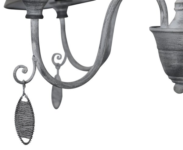 Näve Lampă suspendată Susana gri-antic, Gri, Camera de zi / sufragerie, Țesătură / Textil, Casă de țară / Rustic