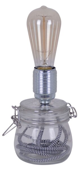 Näve Lampă de masă Max cu picior sticlă, Transparent, Camera de zi / sufragerie, Țesătură / Textil, Vintage