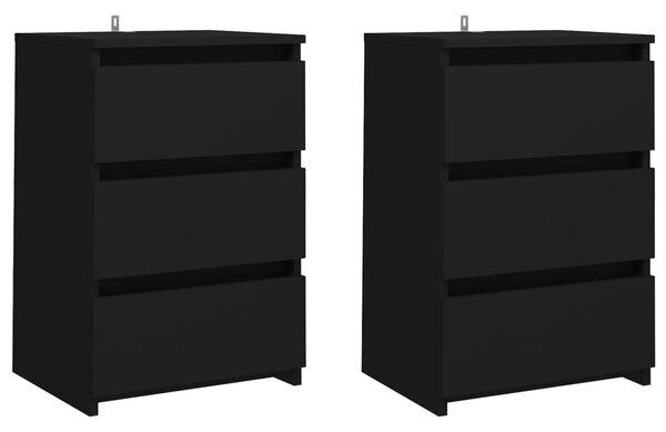 Noptiere, 2 buc., negru, 40x35x62,5 cm, lemn compozit