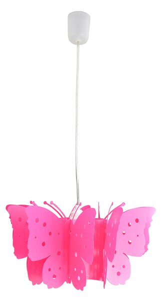 Näve Lampă suspendată Kizi pink cu fluturi, reglabil, Roz / Rosé, Camera copiilor, Plastic