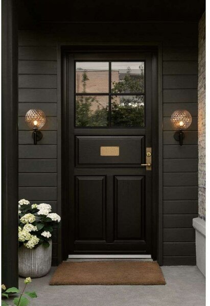 Nuura Aps aplică de perete pentru exterior Miira, Ø 20 cm, negru/transparent, reglabil, Negru, Metal, Scandinavă