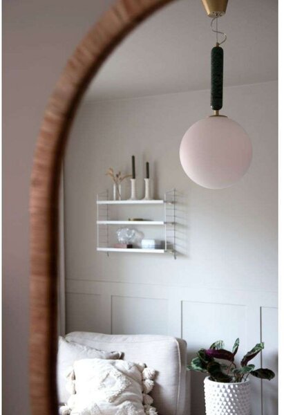 Globen Lighting Lampă suspendată Torrano, verde, Ø 30 cm, reglabil, Verde, Camera de zi / sufragerie, Sticlă, Design, glob