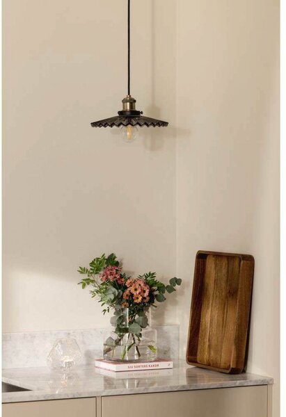 Globen Lighting Lampă suspendată COBBLER, gri fumuriu, Ø 25 cm, reglabil, Gri, Camera de zi / sufragerie, Sticlă, Vintage