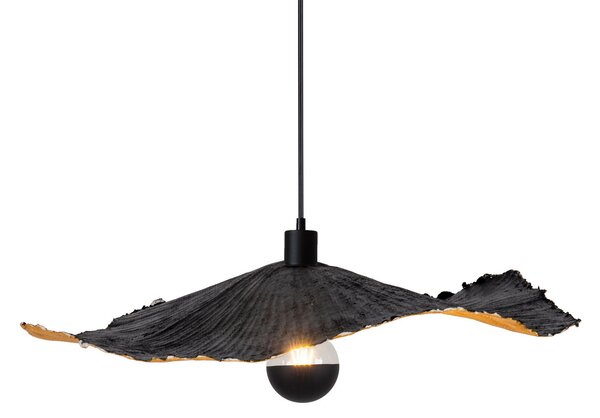 Näve Lampă suspendată Crazy Paper, negru-auriu, Ø 56cm, reglabil, Negru, Camera de zi / sufragerie, Hârtie / Carton, Viața tânără