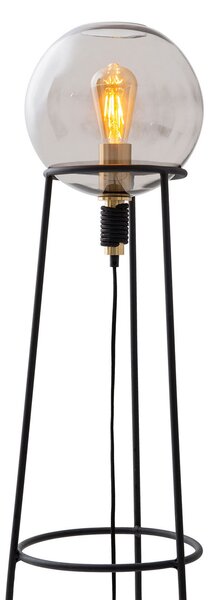 Näve Lampă de podea Stelo cu abajur sferă sticlă, Negru, Camera de zi / sufragerie, Metal, Modern