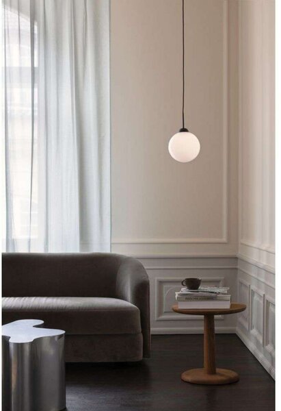 Nuura Aps Lampa suspendată Apiales 1 Large, Ø 20 cm, negru/opal, reglabil, Negru, Camera de zi / sufragerie, Sticlă, Design