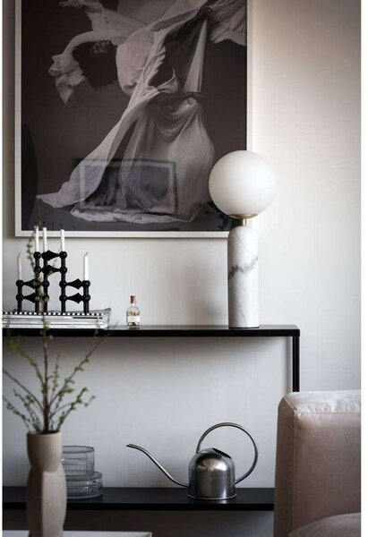 Globen Lighting Lampă de masă Torrano, albă, înălțime 53 cm, Alb, Camera de zi / sufragerie, Sticlă, Design, glob