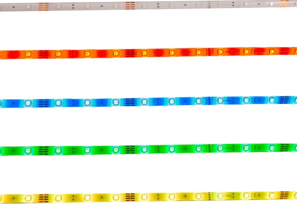 Näve Bandă LED RGB cu telecomandă, lungime 5 metri, reglabil, Alb, Camera de zi / sufragerie, Plastic