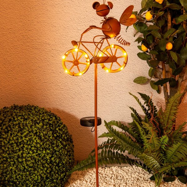 Näve Lampă LED solară decor 5282414 cu bicicletă, Maro / Rugină, Metal