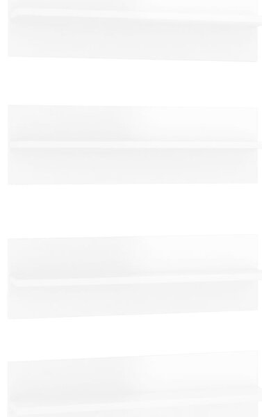 Rafturi de perete, 4 buc., alb extralucios, 60x11,5x18 cm, PAL