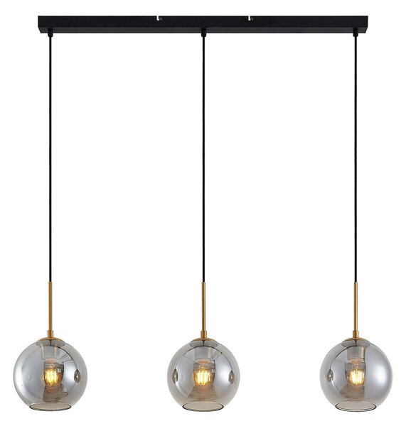 Lustră Pendul Lindby, Hiwana, reglabil, Gri, Camera de zi, Sticlă, Modern