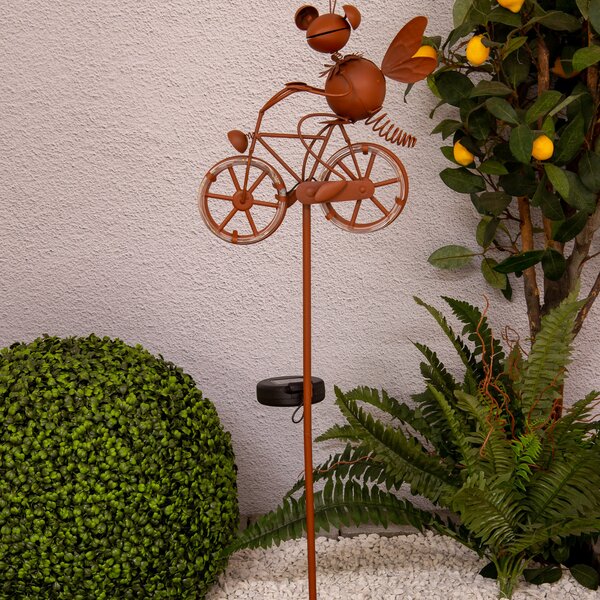 Näve Lampă LED solară decor 5282414 cu bicicletă, Maro / Rugină, Metal