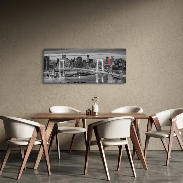Tablou - Oraș mare cu un turn roșu (120x50 cm)